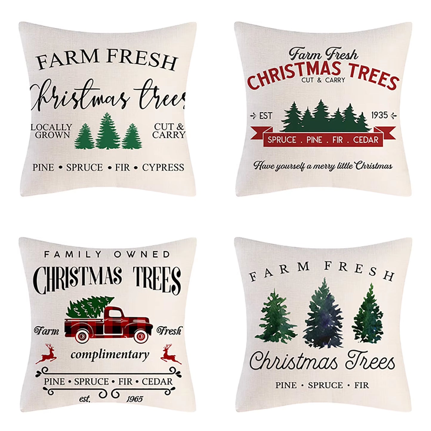 Christmas Throw Pillow Cases (4PCS set, many different prints!)