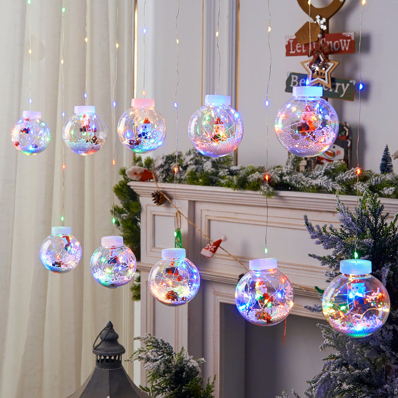 Christmas Glowing Balls with filling (garland of 10 balls, LED)