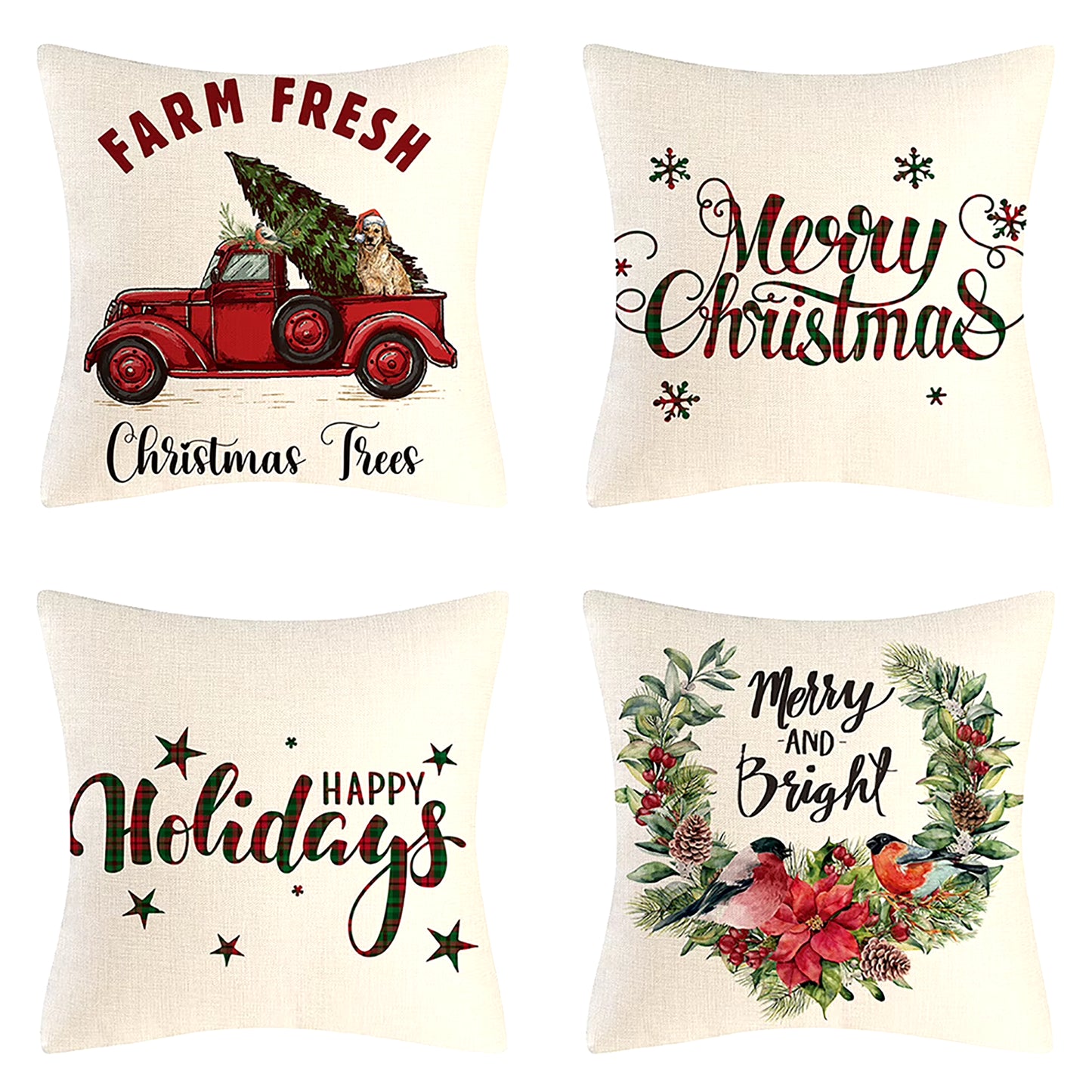 Christmas Throw Pillow Cases (4PCS set, many different prints!)