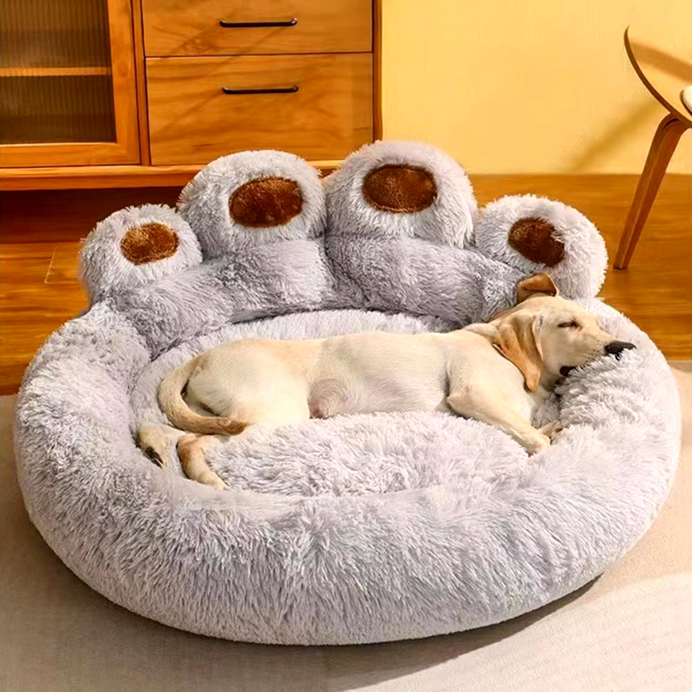 Paw-Shaped Plush Pet Bed