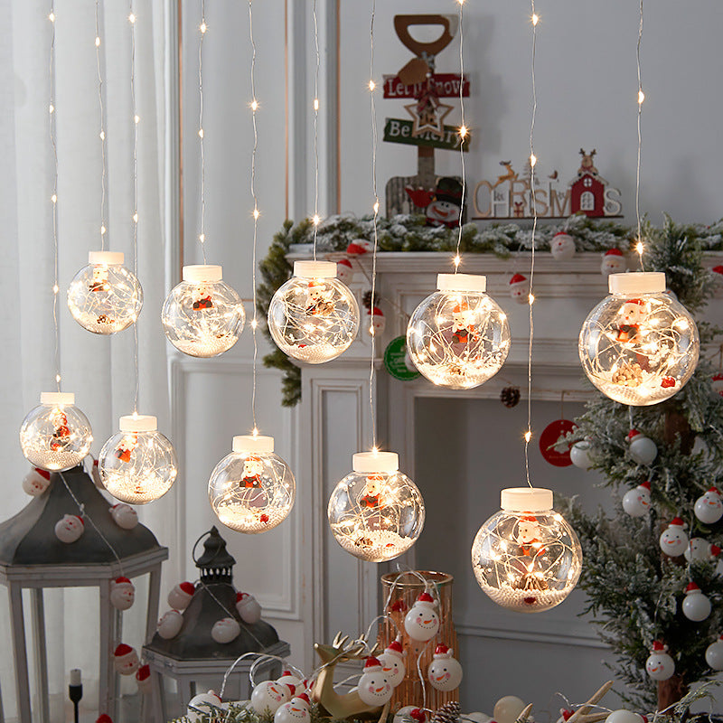 Christmas Glowing Balls with filling (garland of 10 balls, LED)