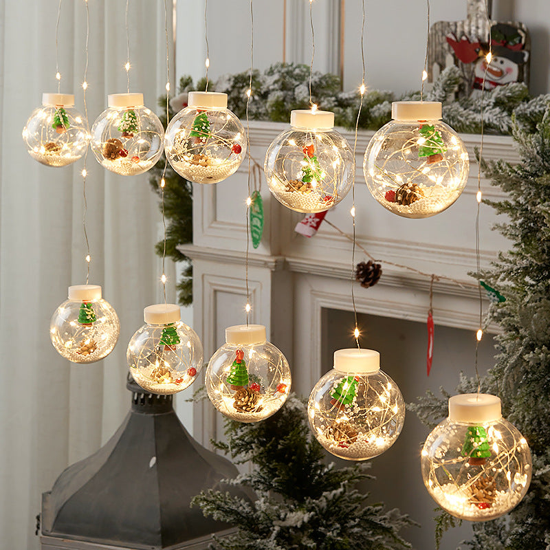 Christmas Glowing Balls with filling (garland of 10 balls, LED)