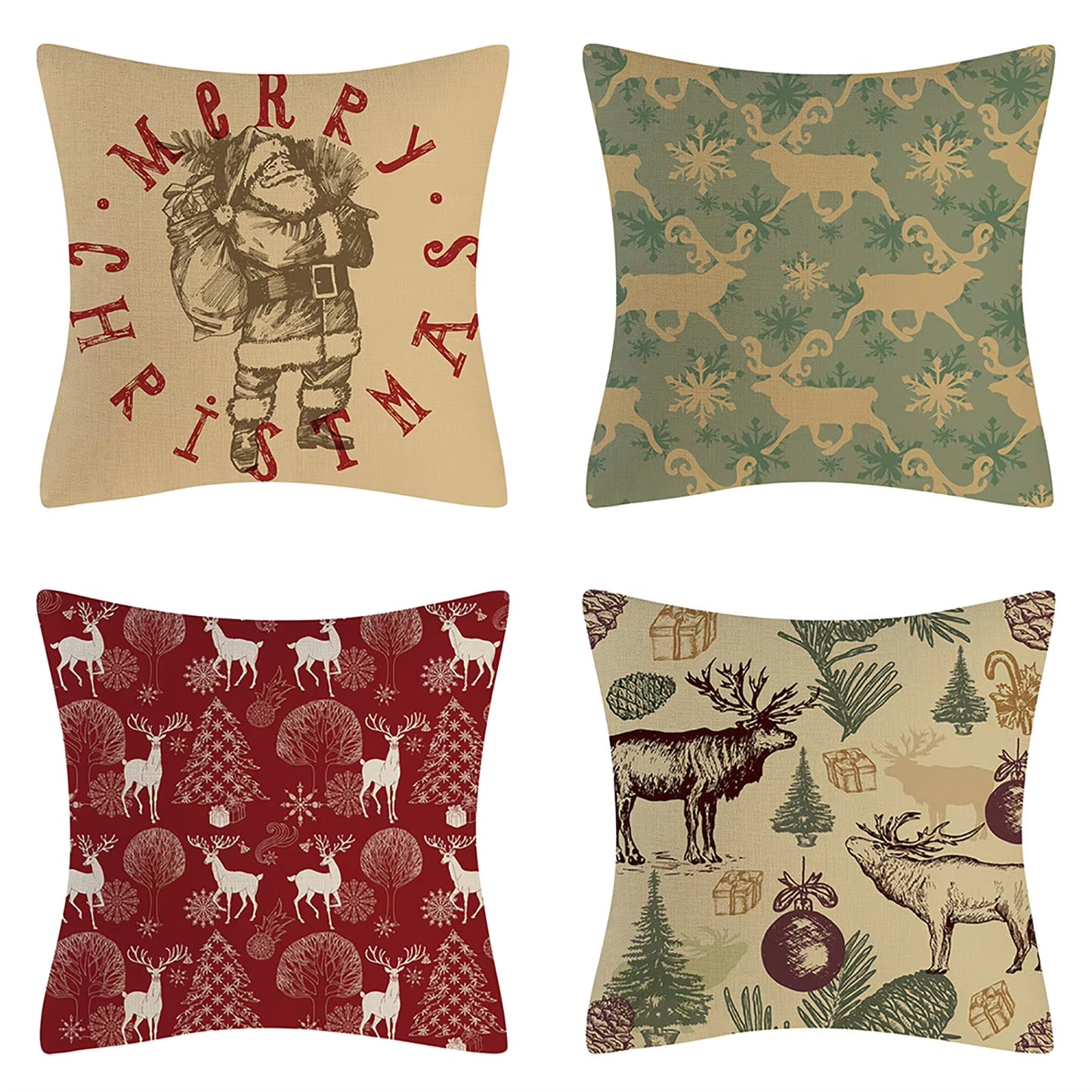 Christmas Throw Pillow Cases (4PCS set, many different prints!)