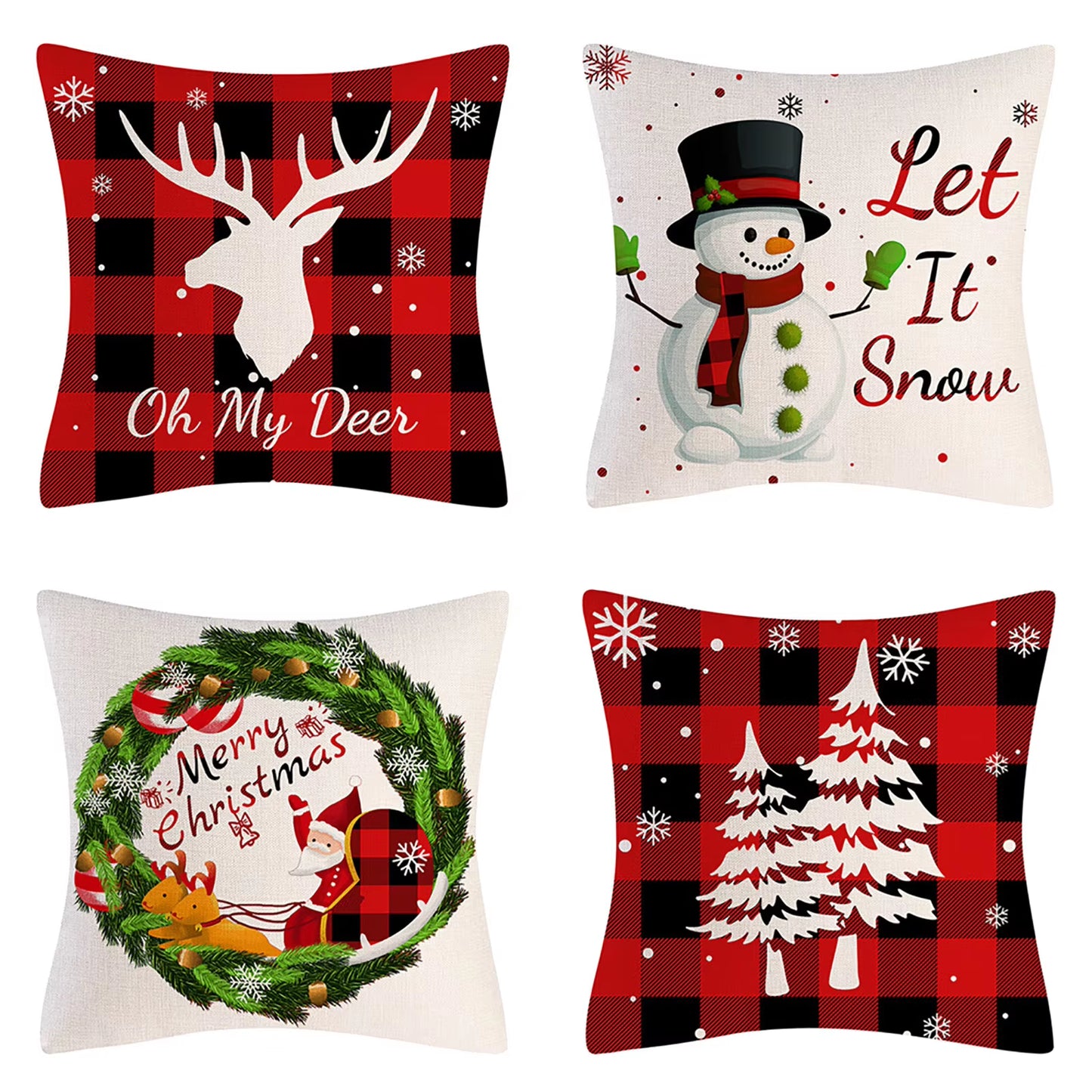 Christmas Throw Pillow Cases (4PCS set, many different prints!)