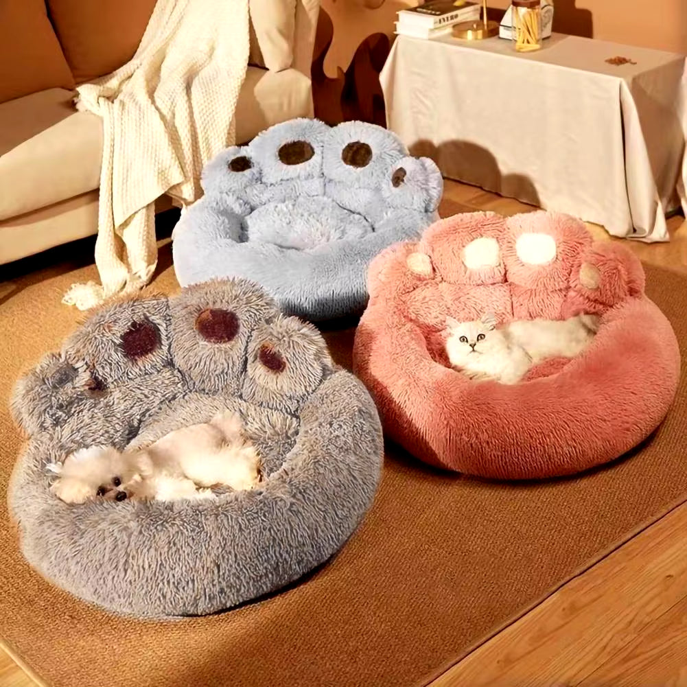 Paw-Shaped Plush Pet Bed