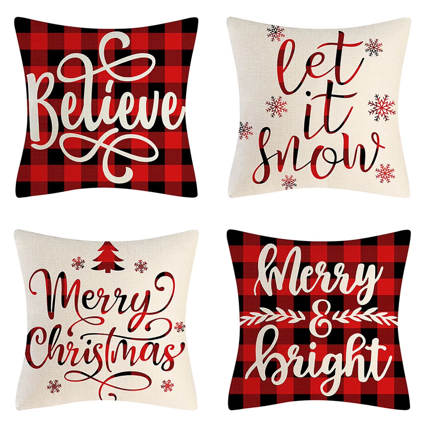 Christmas Throw Pillow Cases (4PCS set, many different prints!)