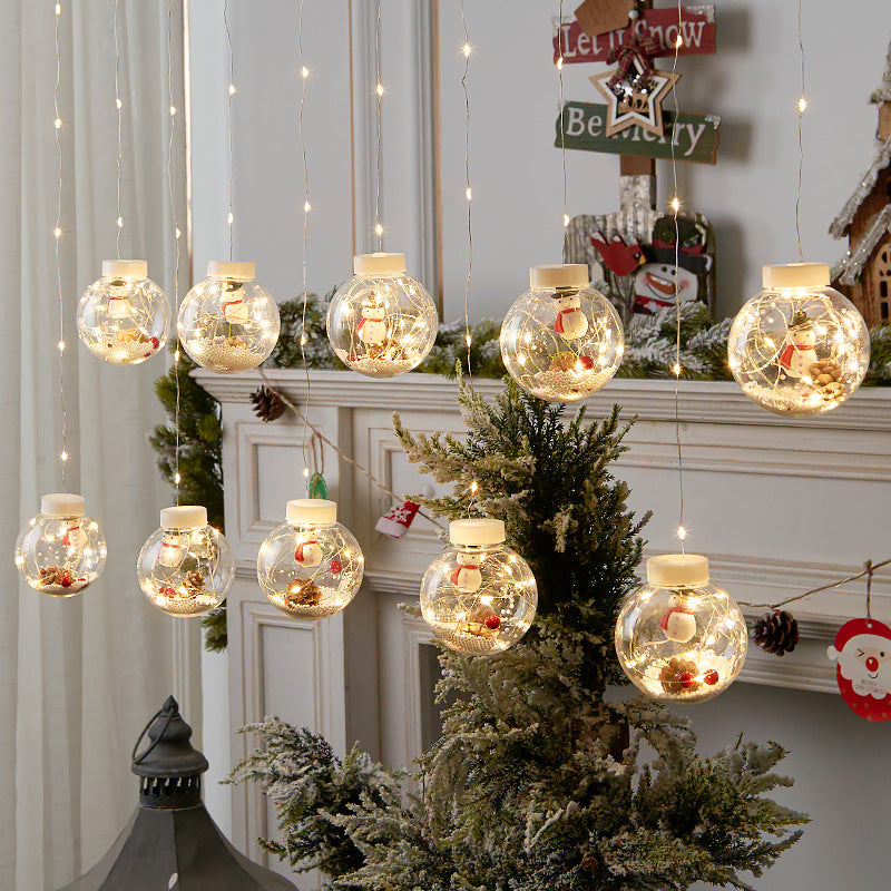 Christmas Glowing Balls with filling (garland of 10 balls, LED)