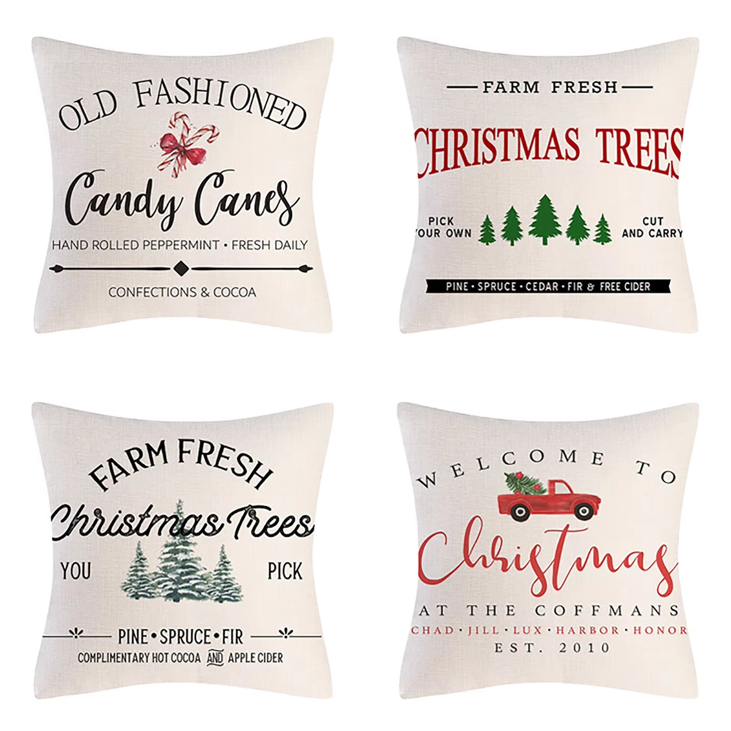 Christmas Throw Pillow Cases (4PCS set, many different prints!)