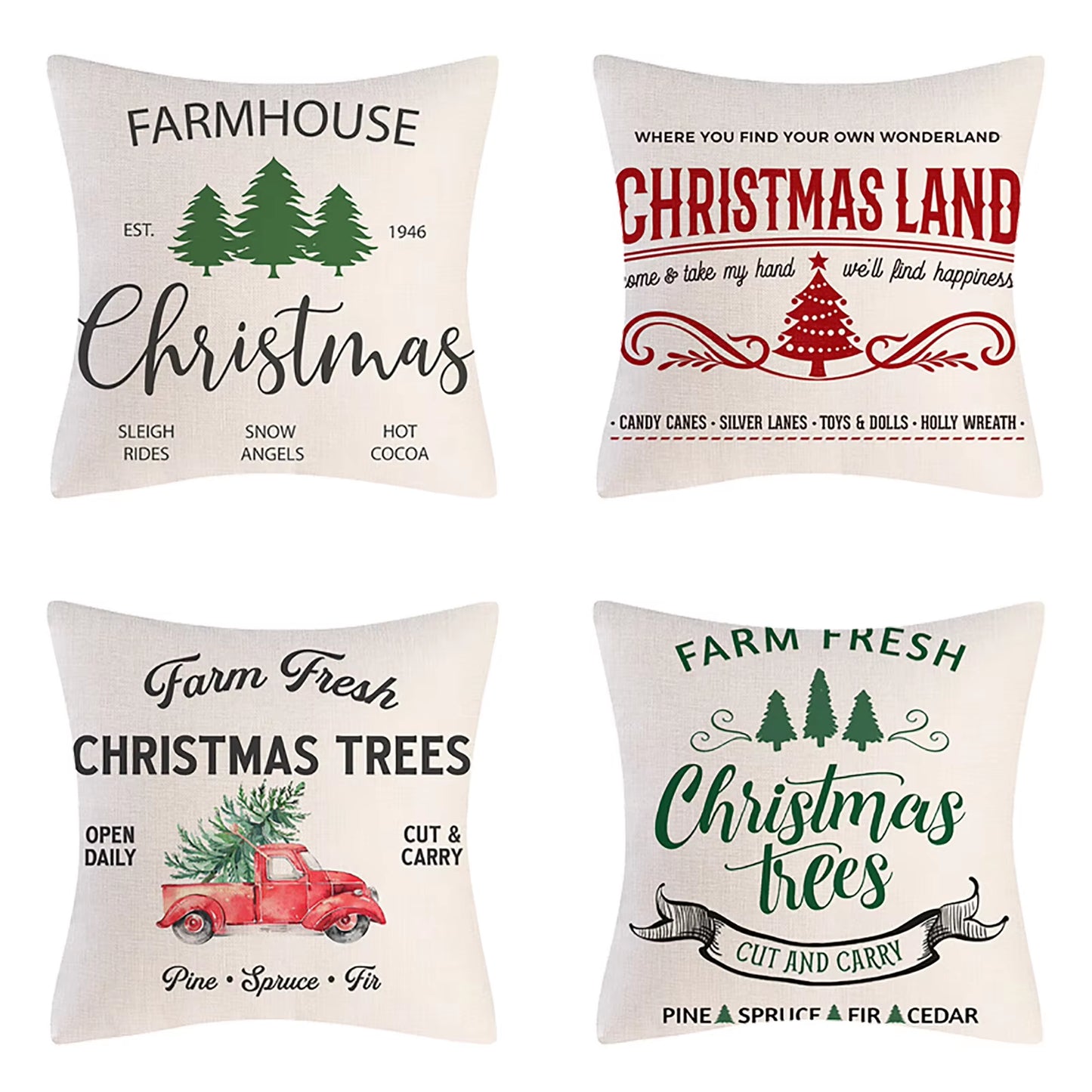 Christmas Throw Pillow Cases (4PCS set, many different prints!)