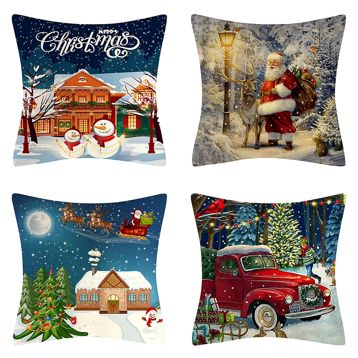 Christmas Throw Pillow Cases (4PCS set, many different prints!)