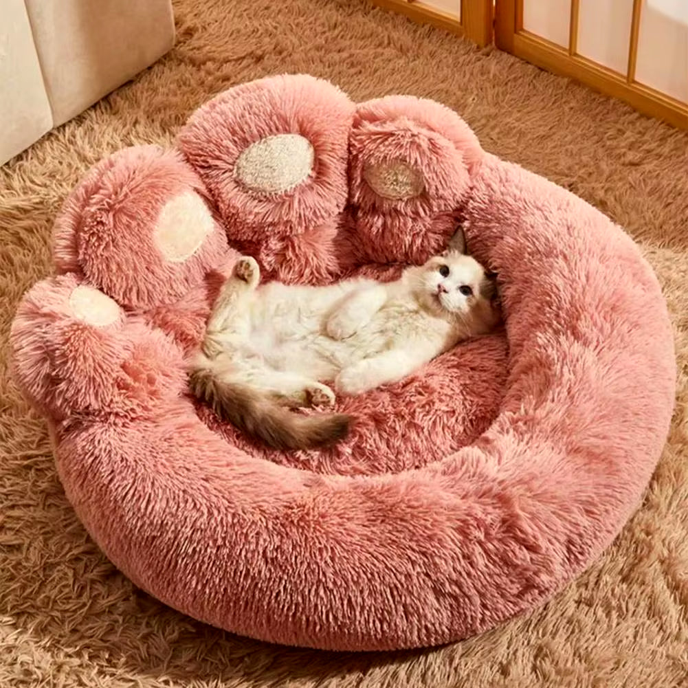 Paw-Shaped Plush Pet Bed