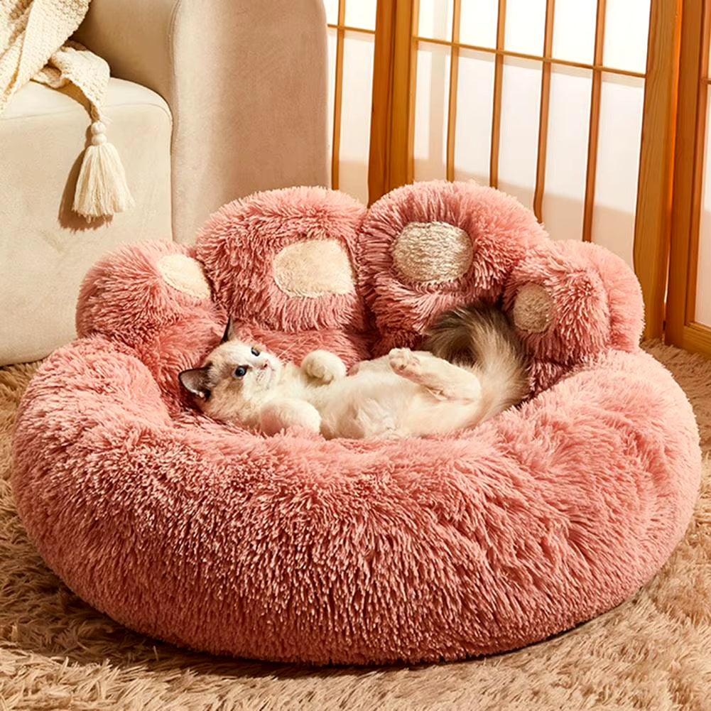 Paw-Shaped Plush Pet Bed