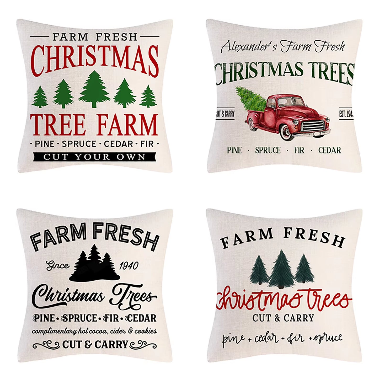 Christmas Throw Pillow Cases (4PCS set, many different prints!)